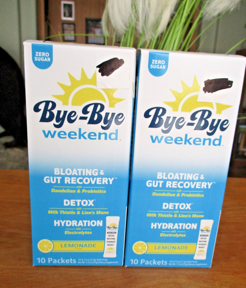 Bye-Bye Weekend Recovery & Hydration Drink Mix Zero Sugar Lemonade 10ct Lot of 2