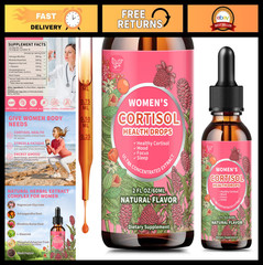 Cortisol Supplements for Women – Liquid Drops with Ashwagandha & L-Theanine, Moo