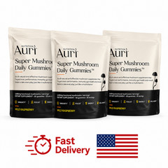 3 pack Auri Nutrition Super Mushroom Daily Gummies All-in One Functional 60 Gumy