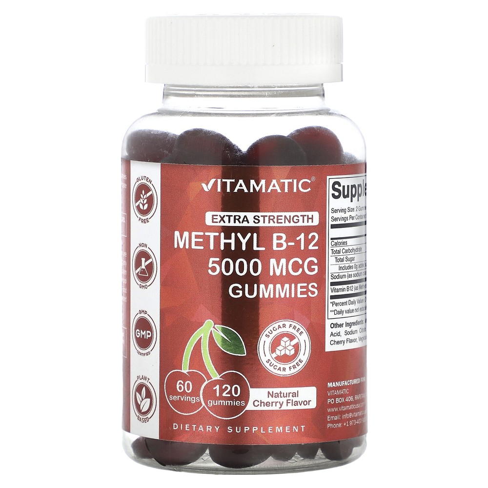 Methyl B-12 Gummies, Extra Strength, Natural Cherry, 5,000 mcg, 120 Gummies