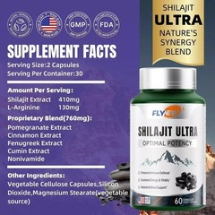 Shilajit Flynew Ultra Optimal Potency, Energy& Vitality, Shilajit L-arginine
