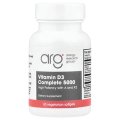 2 X Allergy Research Group, Vitamin D3 Complete 5000, 60 Vegetarian Softgels