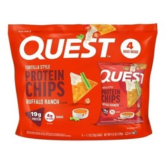 Quest Tortilla Style Protein Chips, Buffalo Ranch Flavor, Baked, 1.1oz Bags, 4 C