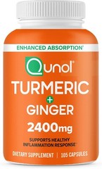 Qunol Turmeric Curcumin with Black Pepper, Turmeric & Ginger, 2400mg, 105 count