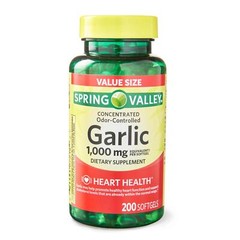 Odorless Garlic 1000 Mg Heart Health Cholesterol Levels Support, 200 Softgels