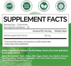 Odorless Aged Garlic Extract Gummies,7500mg Garlic,2 Years Aged Garlic Extract,G