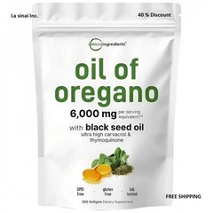 NEW Micro Ingredients 6000mg Oregano Oil & Black Seed Oil 300 Softgels
