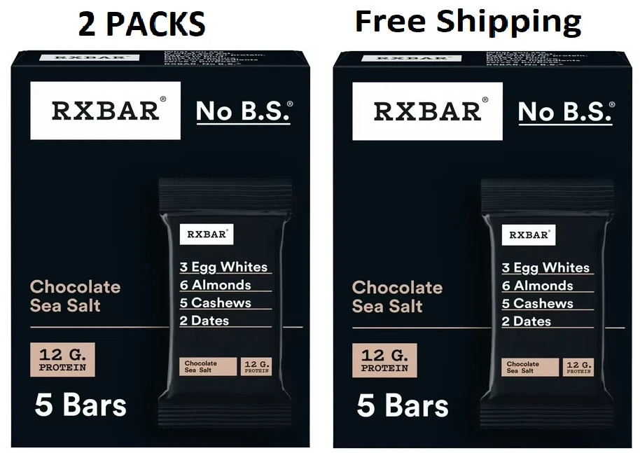 RXBAR Chocolate Sea Salt Chewy Protein Bars Gluten-Free Ready-to-Eat 10 Count