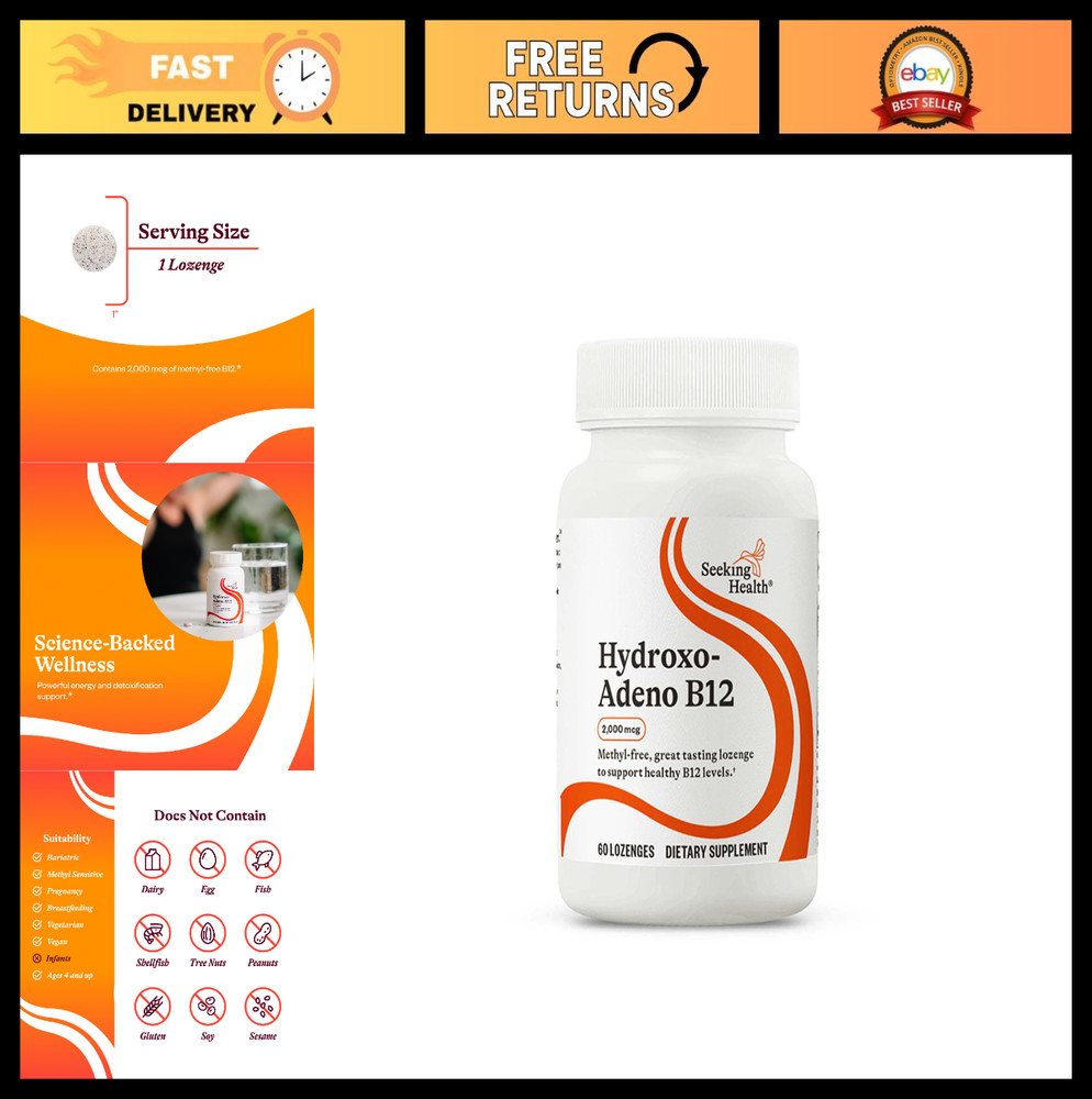Hydroxo-Adeno B12 2000 mcg Lozenges – Methyl-Free, Energy, Focus, Detox, Vegan 6