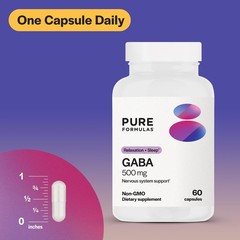 PureFormulas GABA 500 mg – 60 Capsules | Natural GABA Supplement (Gamma-Amino…