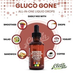 2 Clean Bottles Nutra Berberine with Ceylon Cinnamon Supplement Liquid Drops++