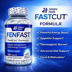 Fenfast 3 Bottle Pack! Weight Management Energy Diet Pills – White/Blue Tablets