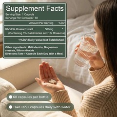 Salvora Rhodiola Rosea Dietary Supplement, 60 Capsules, Stress Support