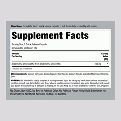 DMG (B-15) 150 mg | 180 Vegetarian Tablets | Non-GMO | By Piping Rock