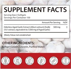 Aged Garlic Extract 7500mg Odorless Supplement Heart Immune Health 300 Softgels