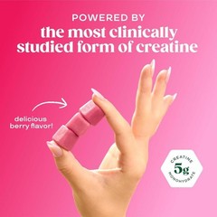Bloom Sugar Free Creatine Gummies 5g – Monohydrate for Strength,Berry,36 Gummies