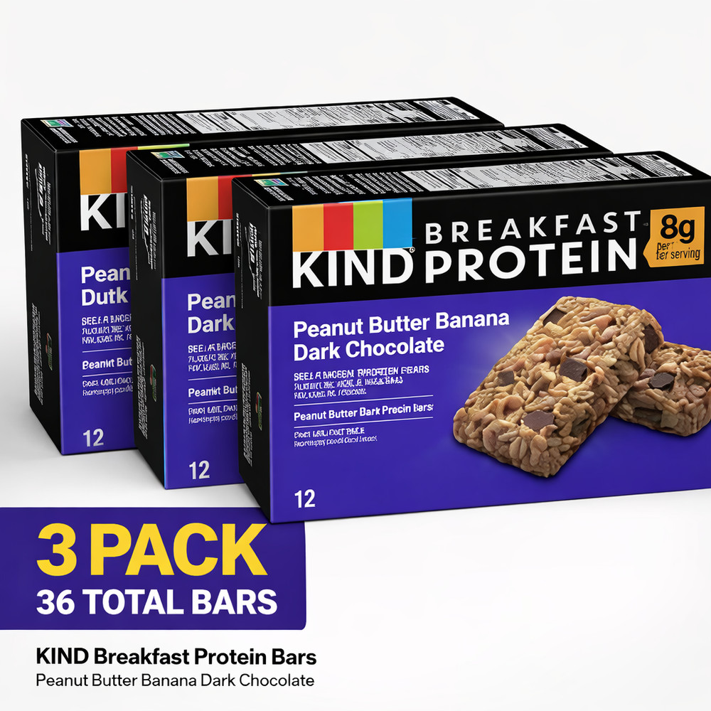 3 PACK OF KIND Breakfast Healthy Snack Bar Peanut Butter Banana Dark Chocolate