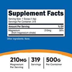 Nutricost Magnesium Citrate Powder (500 Grams) (Unflavored) – Non-GMO
