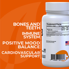 VITAMIN D3 – Immune Support & Bone Health – Sun Supplement – 60 Cap