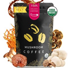 Organic Mushroom Coffee Powder 10-in-1 30 Servings Easy Blending 6.3oz
