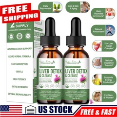 2x Liver Cleanse & Detox Support Supplement Liquid Drop Milk Thistle Extract