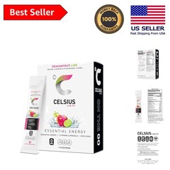 Convenient Energy Boost: Dragonfruit Lime Powder Sticks with 7 Vitamins – 2.8 Oz