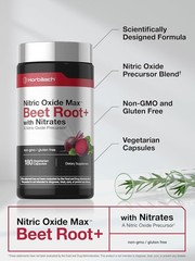 Horbäach Nitric Oxide Beet Root Capsules | 180 Count | with Nitrates and Precurs