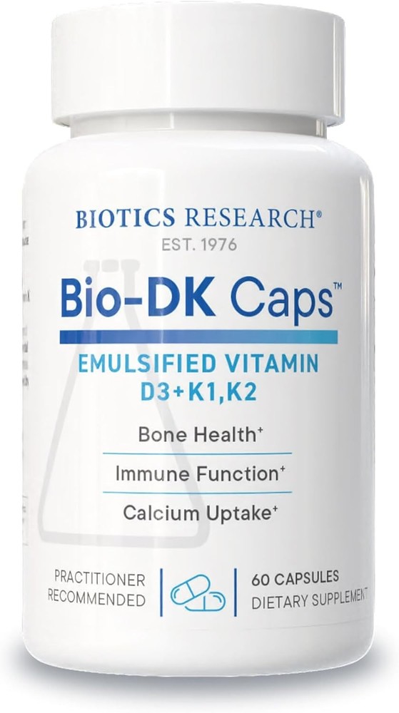 BIOTICS RESEARCH Bio-DK CapsCEmulsified Vitamin D and K,Vitamin D3 125 mcg&Vita