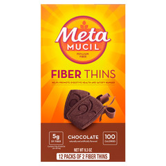 4 PACK Metamucil Fiber Supplement Chewable Thins Fiber Powder Food Chocolate