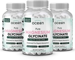 4PCS Organic Ocean Magnesium Pure Glycinate Chelated Zinc Strength Heart Health