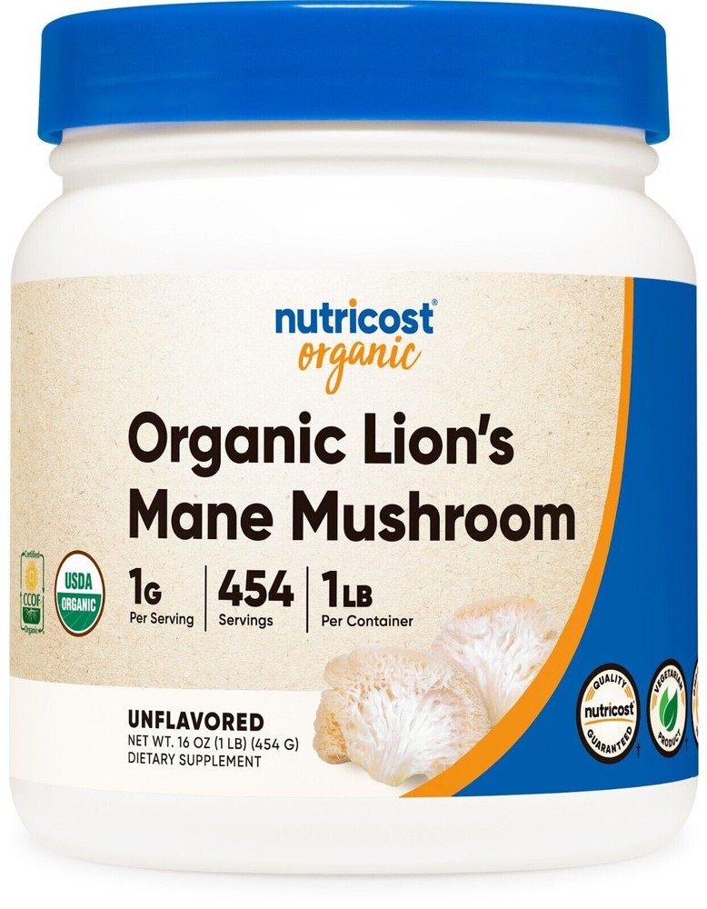 Nutricost Lion’s Mane Mushroom Organic Powder 1 LB Exp 06/2026