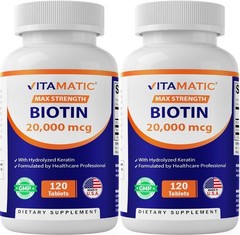 High Potency Biotin 20000mcg with Keratin 100mg – 120 Tablets for Hair, Skin & N