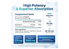 Chelated Magnesium Glycinate Supplement – 2500 MG – 90 Capsules