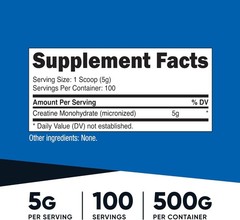 Nutricost Creatine Monohydrate Micronized Powder 500G, 5000mg Per Serv (5g)