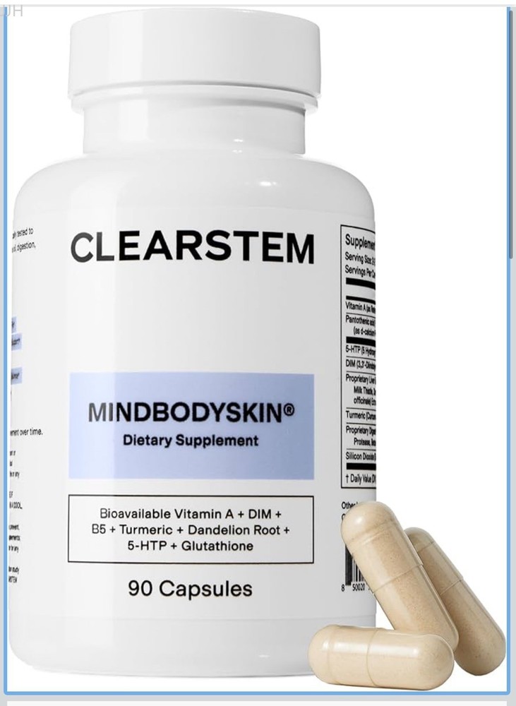 90 Count CLEARSTEM Hormonal Acne Supplement Organic DIM 5-HTP Mind Body Skin)