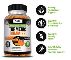 Turmeric Curcumin Black Pepper Gummies 60ct Joint Pain Inflammation Relief Gummy