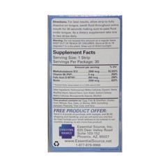 ESSENTIAL SOURCE B12 Strips 2000 mcg with B6 and Biotin. 30 Count