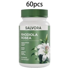 Salvora Rhodiola Rosea Dietary Supplement, 60 Capsules, Stress Support