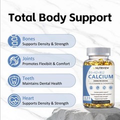 Calcium 2000mg with D3 & K2, High Absorption, Non-GMO Softgels, 120 Count
