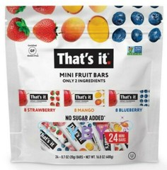 2 Packs That’s It Mini Fruit Bars Strawberry, Mango, Blueberry 24 ct 16.8oz Each