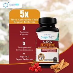 SugarMD Super Berberine 120 Capsules 250 mg Dihydroberberine Ceylon Blood Sugar