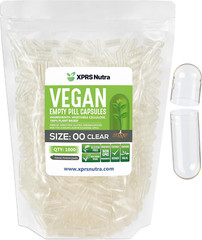 Size 00 Empty Vegan Capsules – 1000 Count Clear Capsules for DIY Filling – Veget
