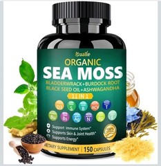 Organic Sea Moss Capsules 150 Capsules Black Seed Oil Ashwagandha Expires 7/2027