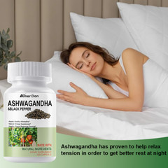Organic Ashwagandha Capsules 1300mg Supplement w/Black Pepper Root Powder 120Pc