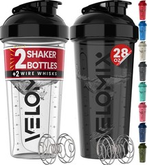 2 Pack- 20 oz Protein Shaker Bottles for Protein Mixes – 2x Wire Whisk | Leak