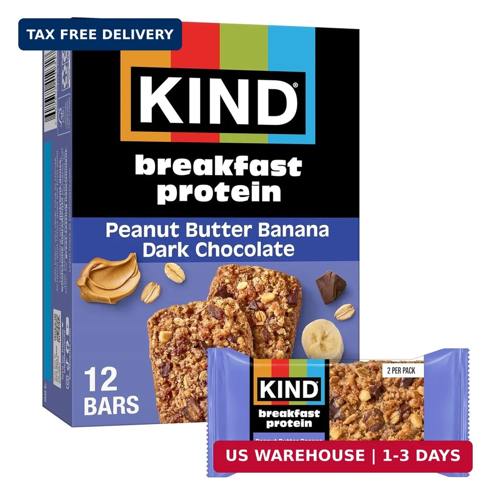 KIND Breakfast Protein Bars, Peanut Butter Banana Dark Chocolate, Gluten Free, L