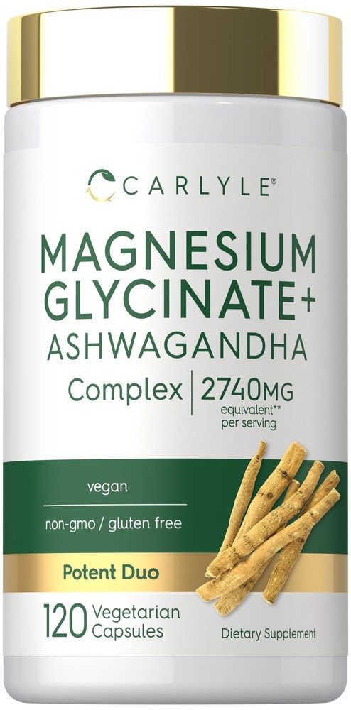 Carlyle Magnesium Glycinate with Ashwagandha | 120 120 Count (Pack of 1)
