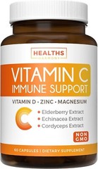 Healths Harmony Immune Support Supplement Elderberry Vitamin C and Zinc 60ct