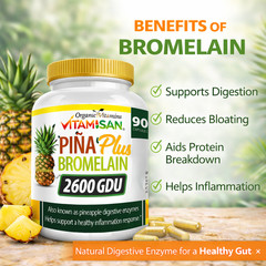 Ultra Strength Bromelain Pineapple Enzyme Bottle 2600g 90 Capsules Pills NoGMO