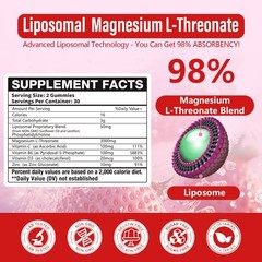 3 Pack Liposomal Magnesium Threonate High-Potency 3000mg 60 Count (Pack of 3)